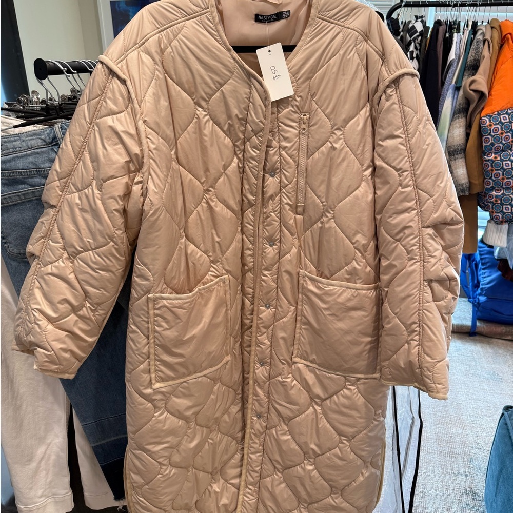 Nasty Gal Quilted Tan Puffer Jacket